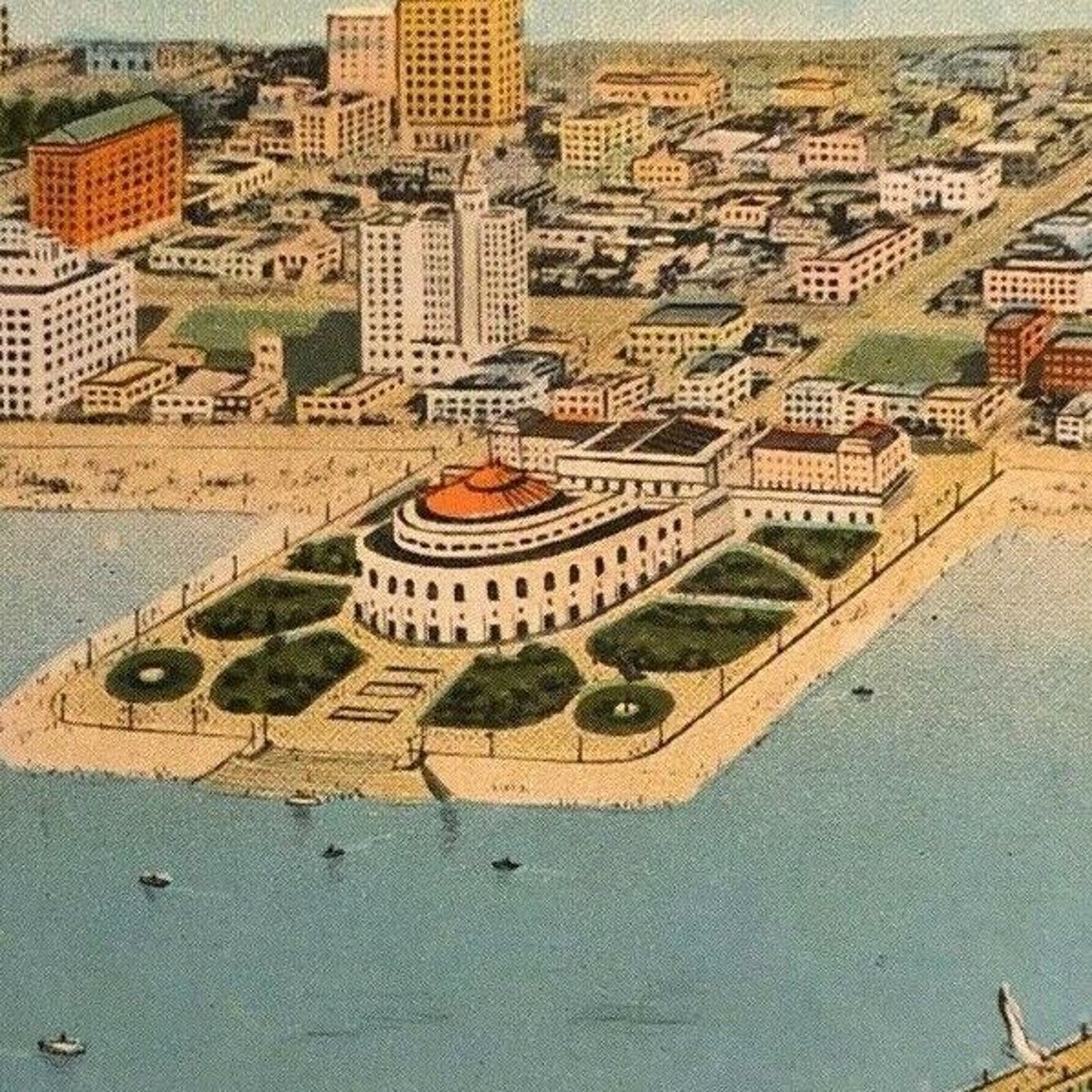 Vintage Postcard - New Auditorium and Pier, Long Beach, California