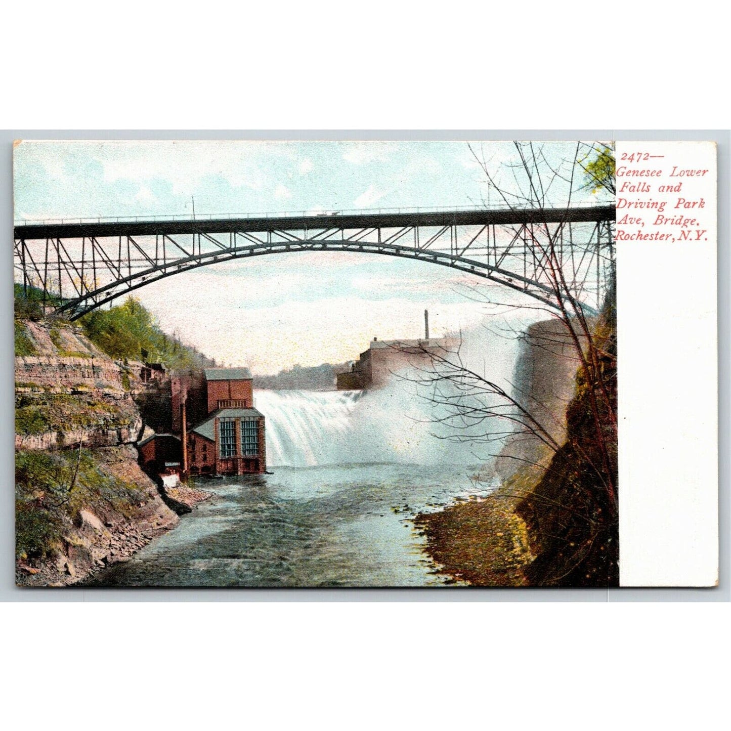 Vintage c1901-07 PPC Postcard Genesee Lower Falls Park Rochester, NY Bridge