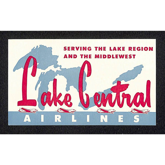 Lake Central Airlines (1950-68) Airline Gum Label Lake Region Middlewest VGC