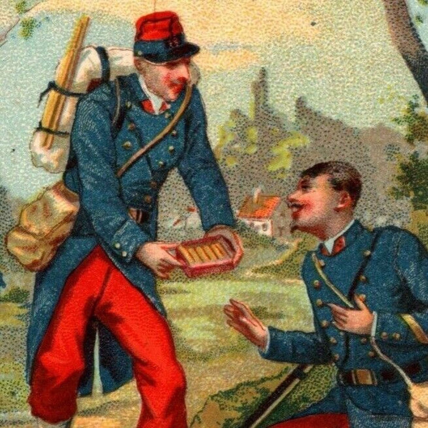 French Victorian Trade Card - 1889 Exposition Universelle - "Munitions" Soldiers