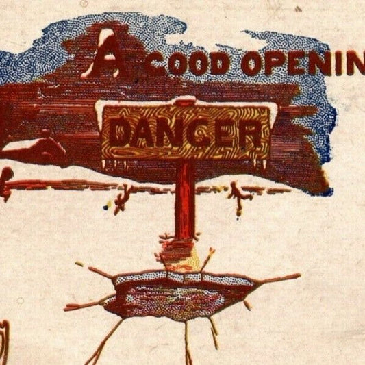 "Opening for the Right Party" c1905 Undivided Comic Pond Skating Humor Postcard