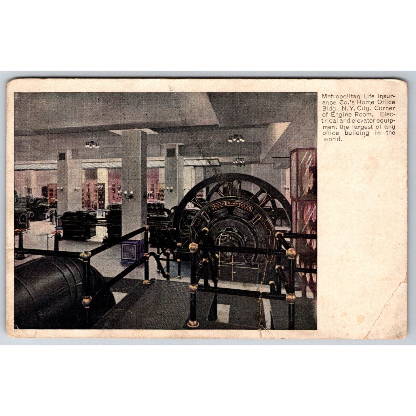 Metropolitan Life Ins. Building Engine Room Advertising Postcard PM 1907