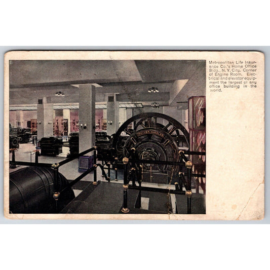 Metropolitan Life Ins. Building Engine Room Advertising Postcard PM 1907