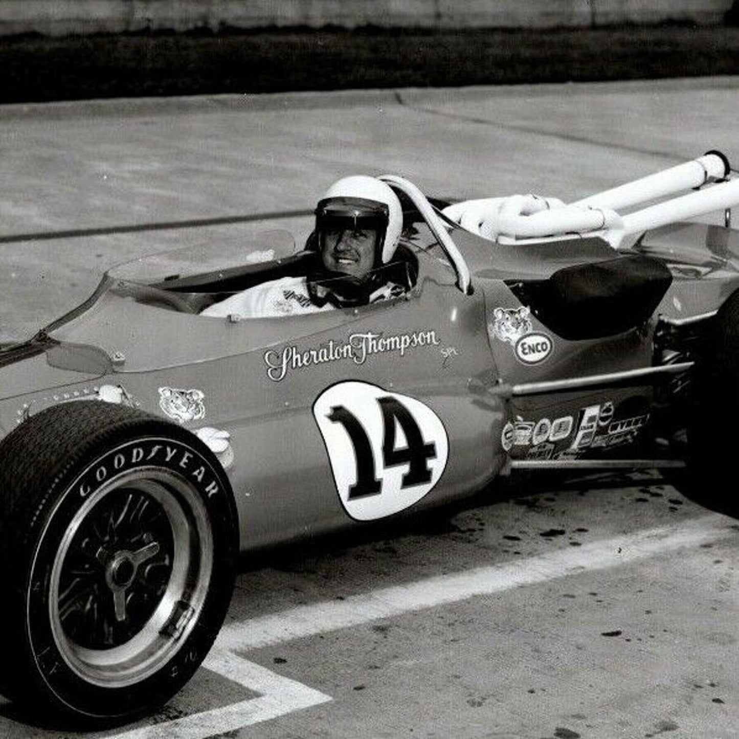 A J Foyt Indy 500 Winner 1967 - 8 x 10 Glossy B&W Photograph VGC Stamped