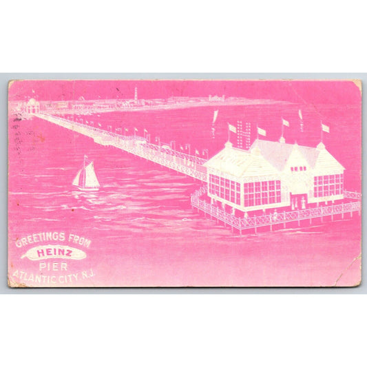 "Greetings From Heinz Pier" Advertising Postcard Embossed PMC 1907 Scarce