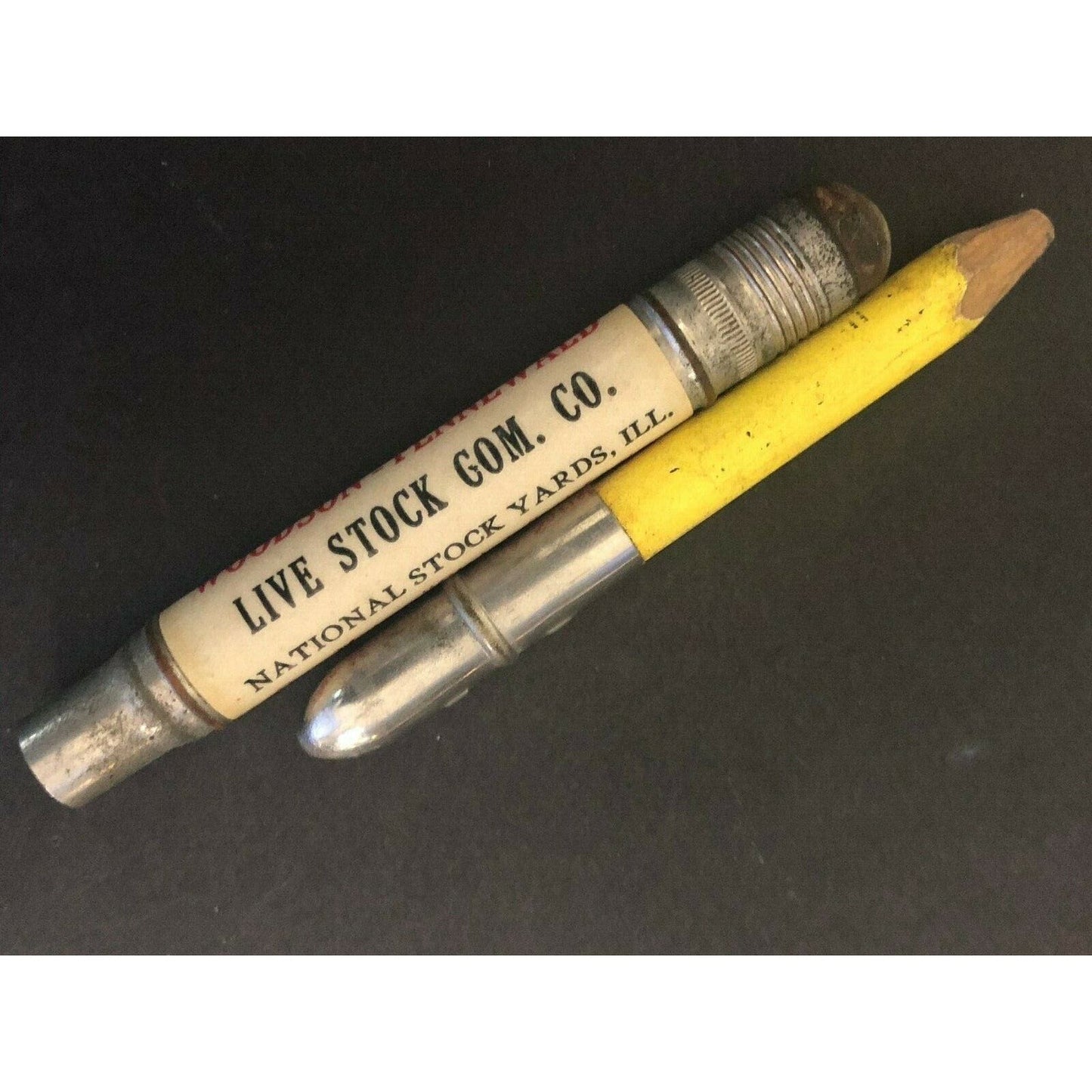 c1930's40's "Woodson Fennewald Live Stock Yards, IL" Advertising Bullet Pencil