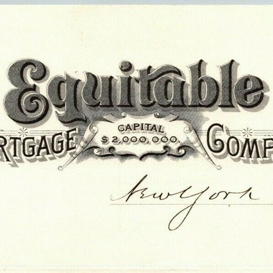1890 Equitable Mortgage Company Letterhead 208 Broadway, NYC