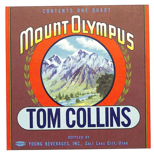 Mount Olympus Tom Collins Paper Label Salt Lake City, UT NOS Scarce VGC
