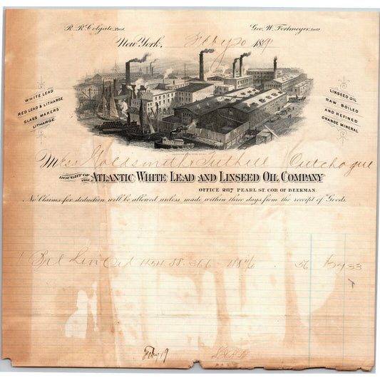 Atlantic White Lead and Linseed Oil Co. 1899 Letterhead NY Orange Mineral