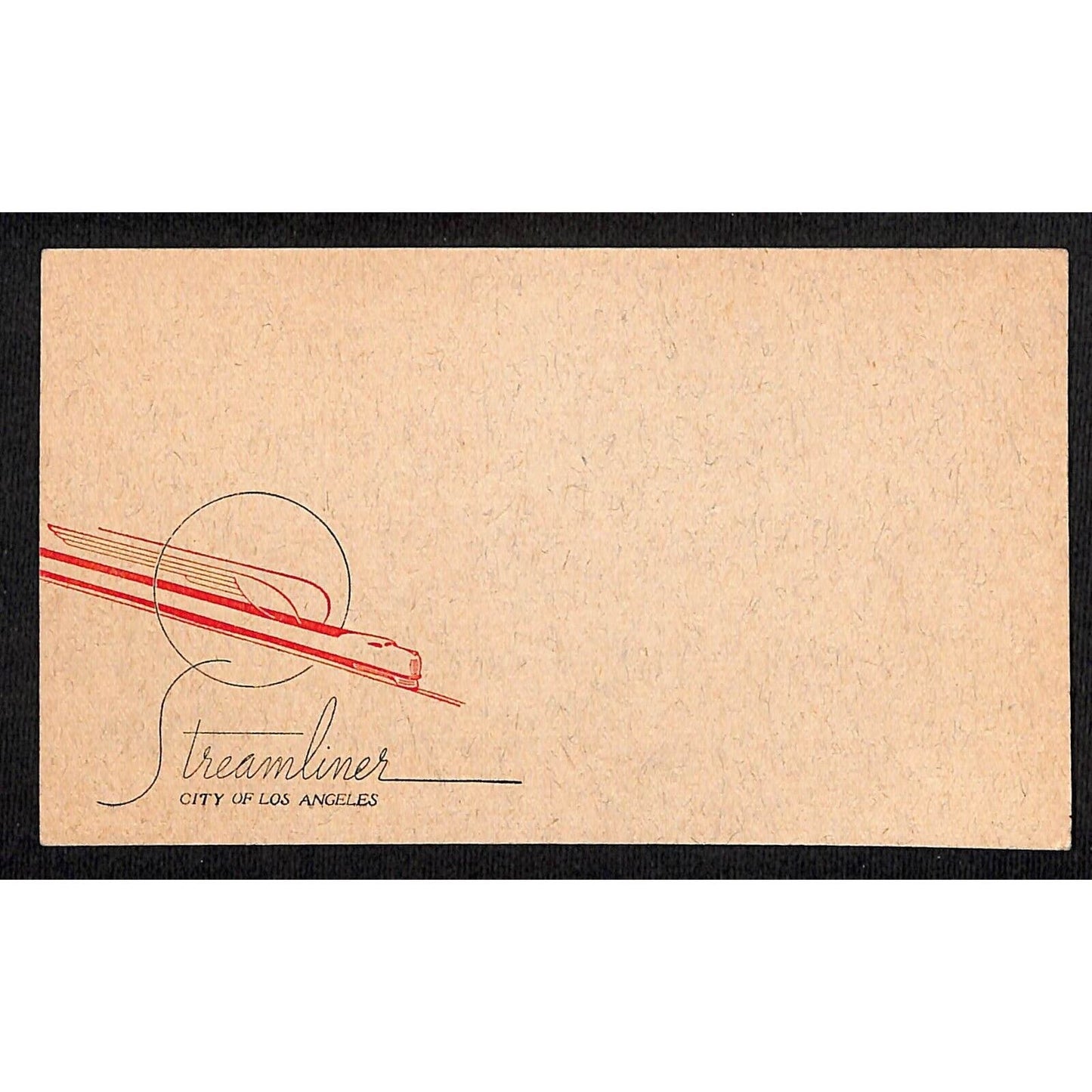 "Streamliner City of Los Angeles" Unused Railroad Stationary Note Card