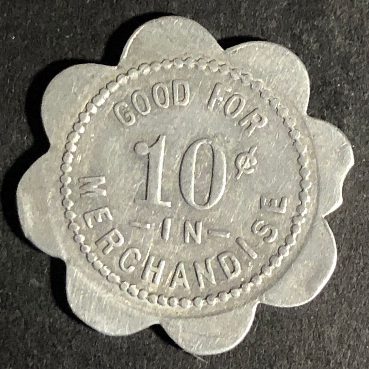 Wayside, W. VA - Smith's Variety Store G/F 10c Alum Scalloped Token 23.76mm