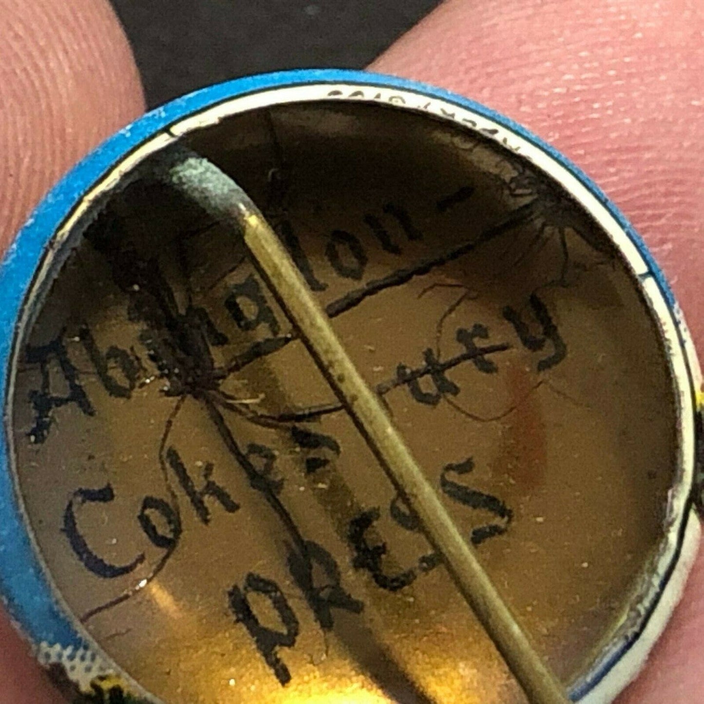 Vintage 19mm "Rally Day" Steel Pin Back Button w/ Cathedral