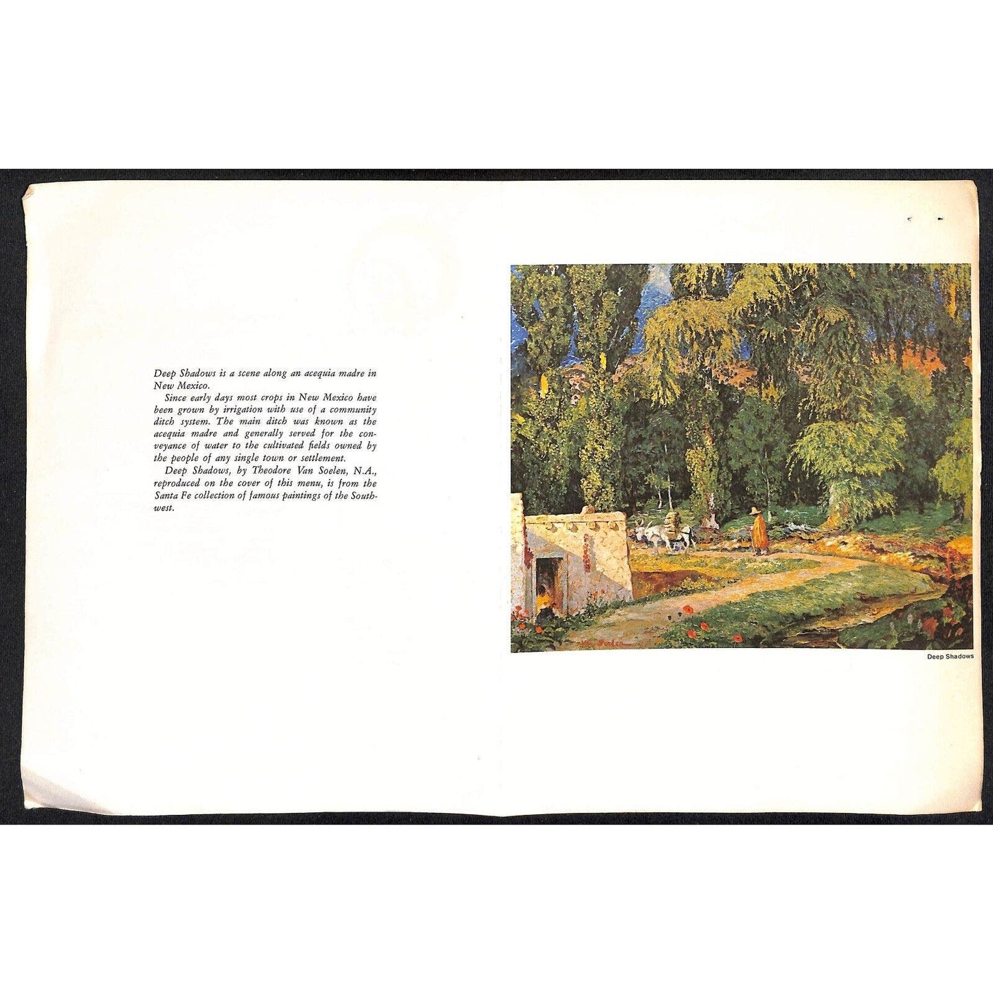 c1962 Santa Fe Railroad Dinner Menu "Deep Shadows"