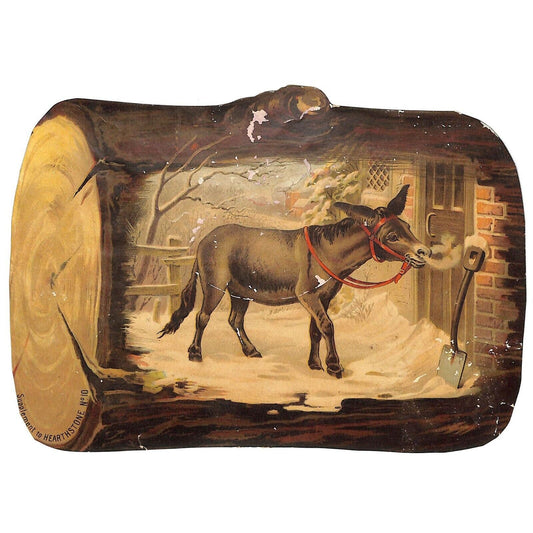 "Supplement to Hearthstone No.10" Log Donkey Winter Large Victorian Trade Card