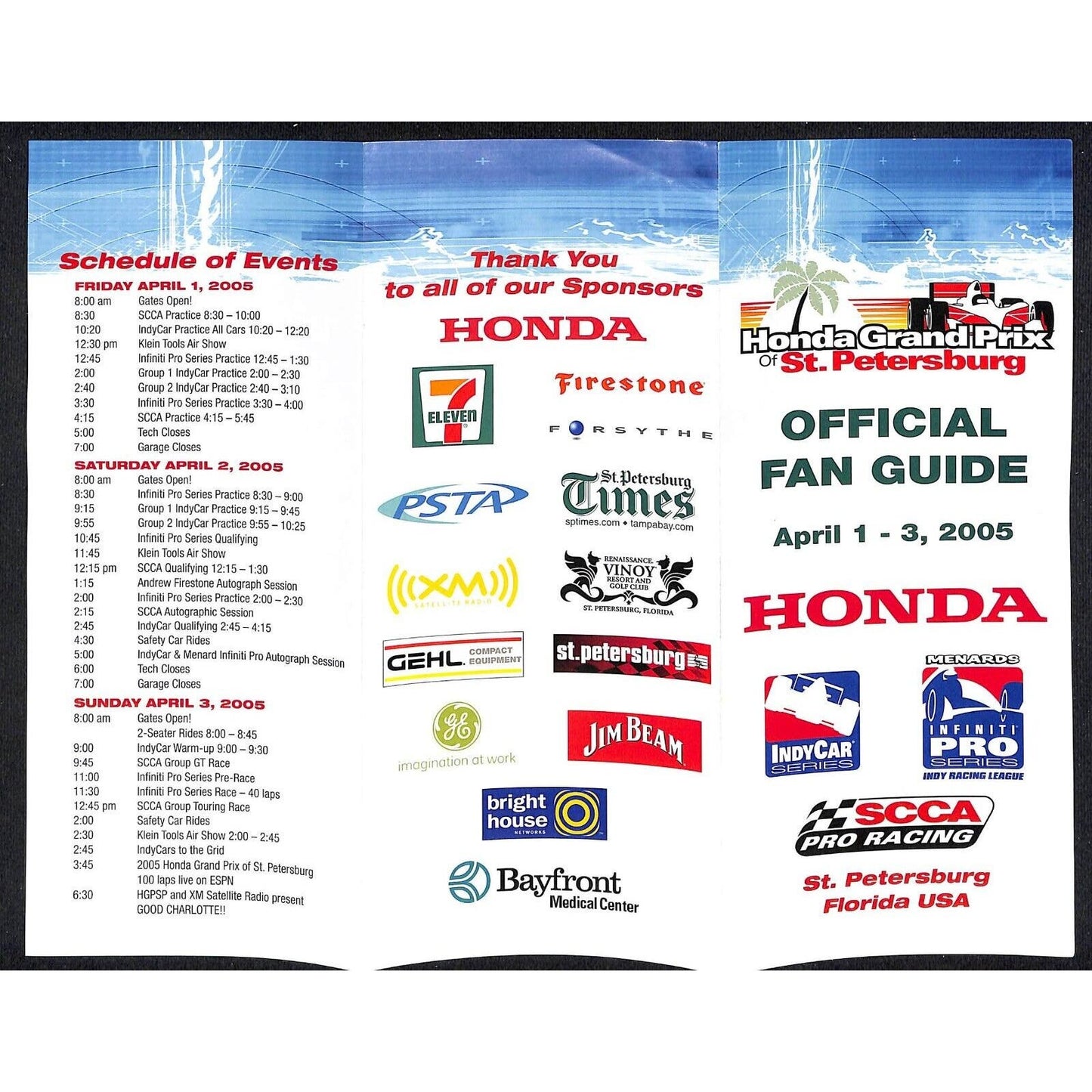 2005 St Petersburg Honda Grand Prix Indy Car Series Fan Guide Map VGC - 500