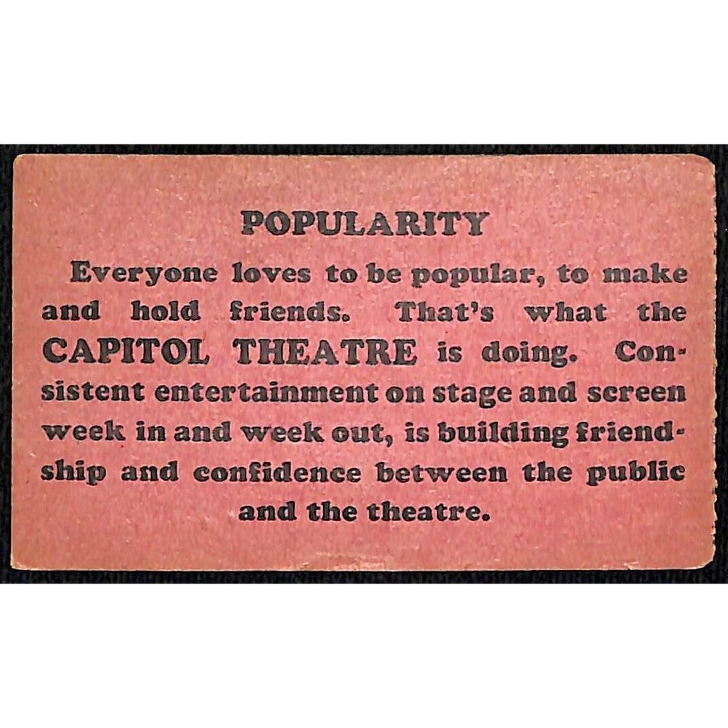 Des Moines Railway Railroad 1927 Weekly Pass w/ Capitol Theatre Adv. #8133
