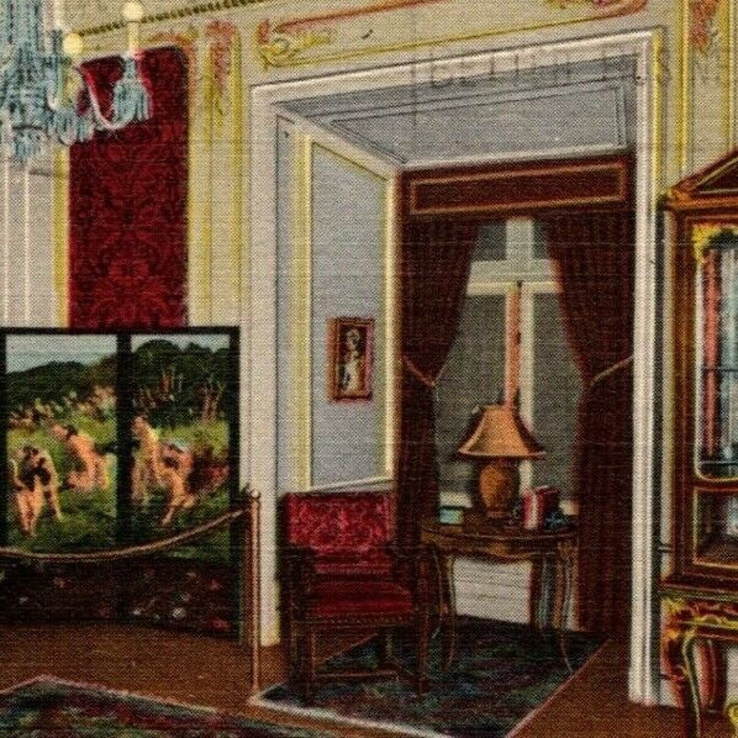Vintage Linen Scalloped Postcard Treasure Room Intl. Eastern Star Temple Wash DC