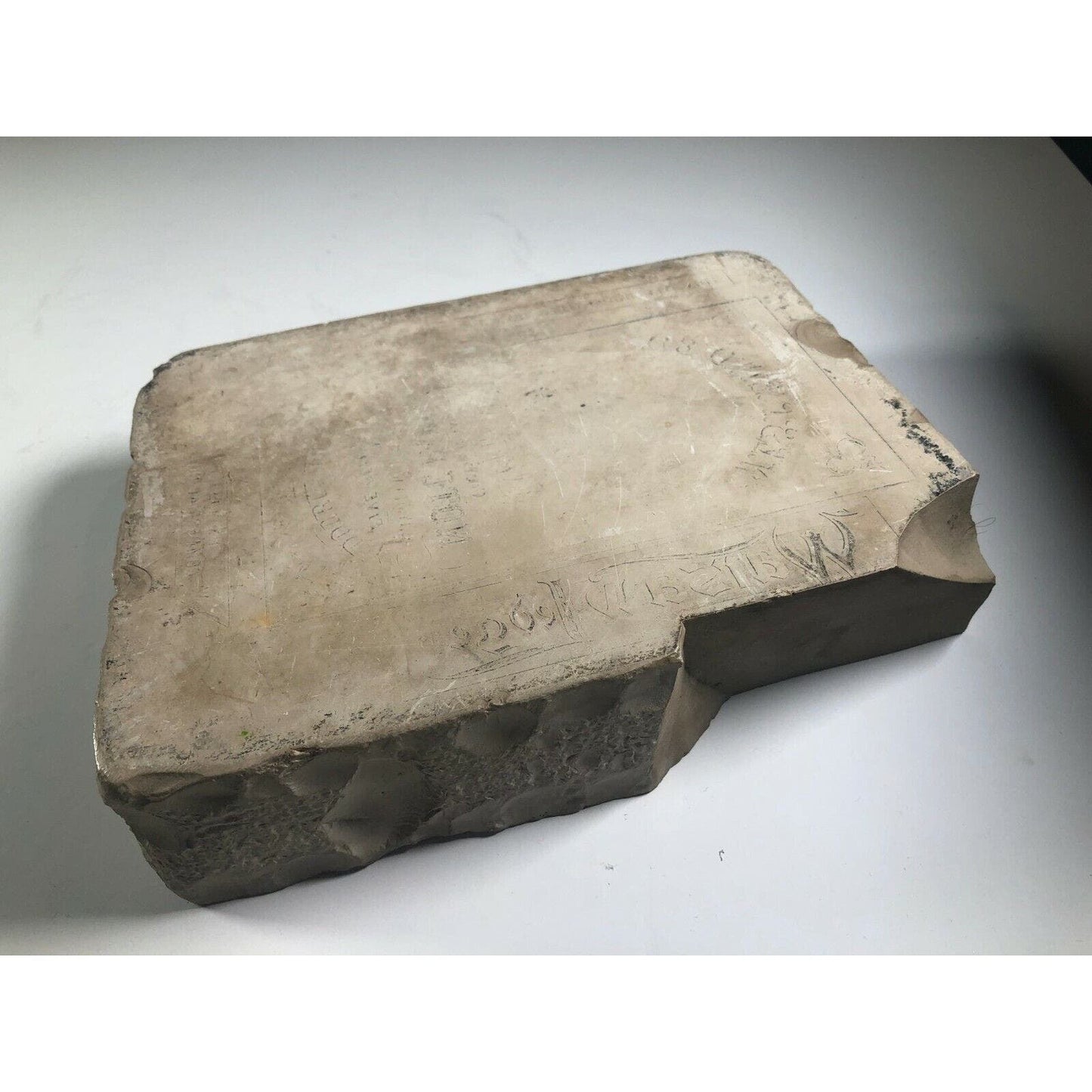 1890's - 1910's Limestone Lithography Stone - Bond Company Engravings - Heavy!