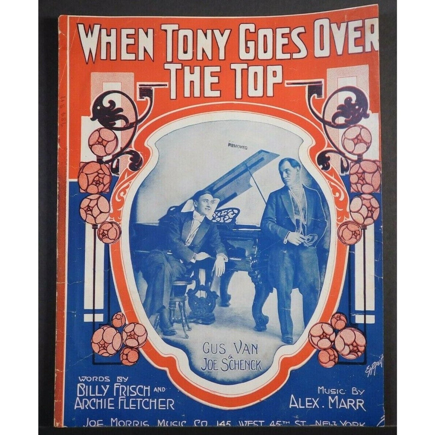 WWI Sheet Music - "When Tony Goes Over The Top" Red White Blue