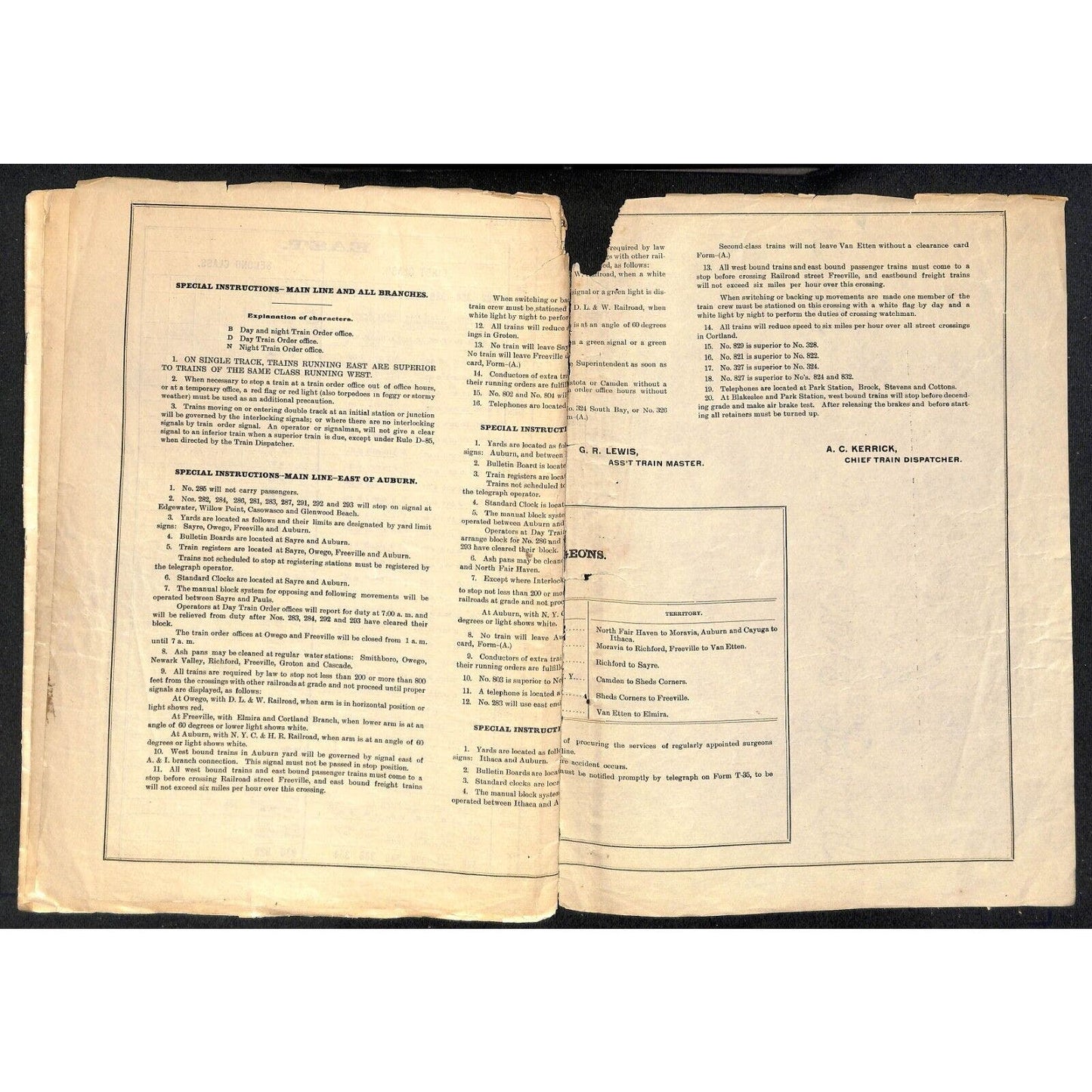 1911 Lehigh Valley Railroad Auburn Div. GOV'T / Employe Time Table 8pp Scarce