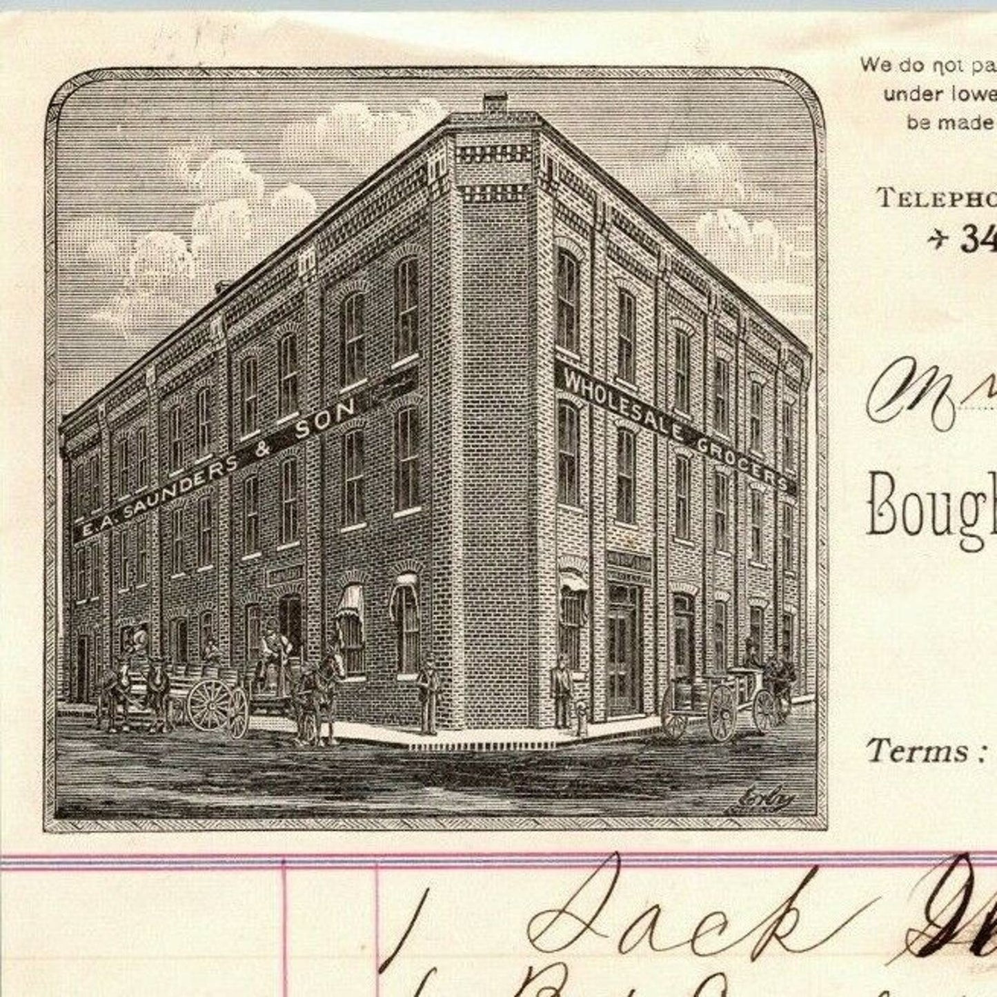 Richmond VA Letterhead E.A. Saunders & Son Tobacconist to Geo. E. Wear 1895