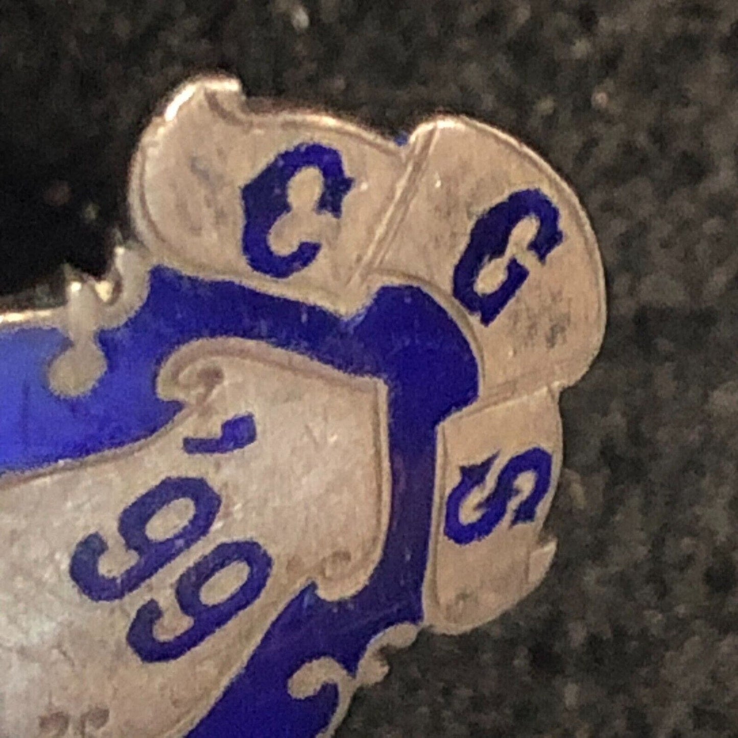 Antique CGS '99 1899 Enameled Badge Shaped Convex Lapel Pinback - Sterling