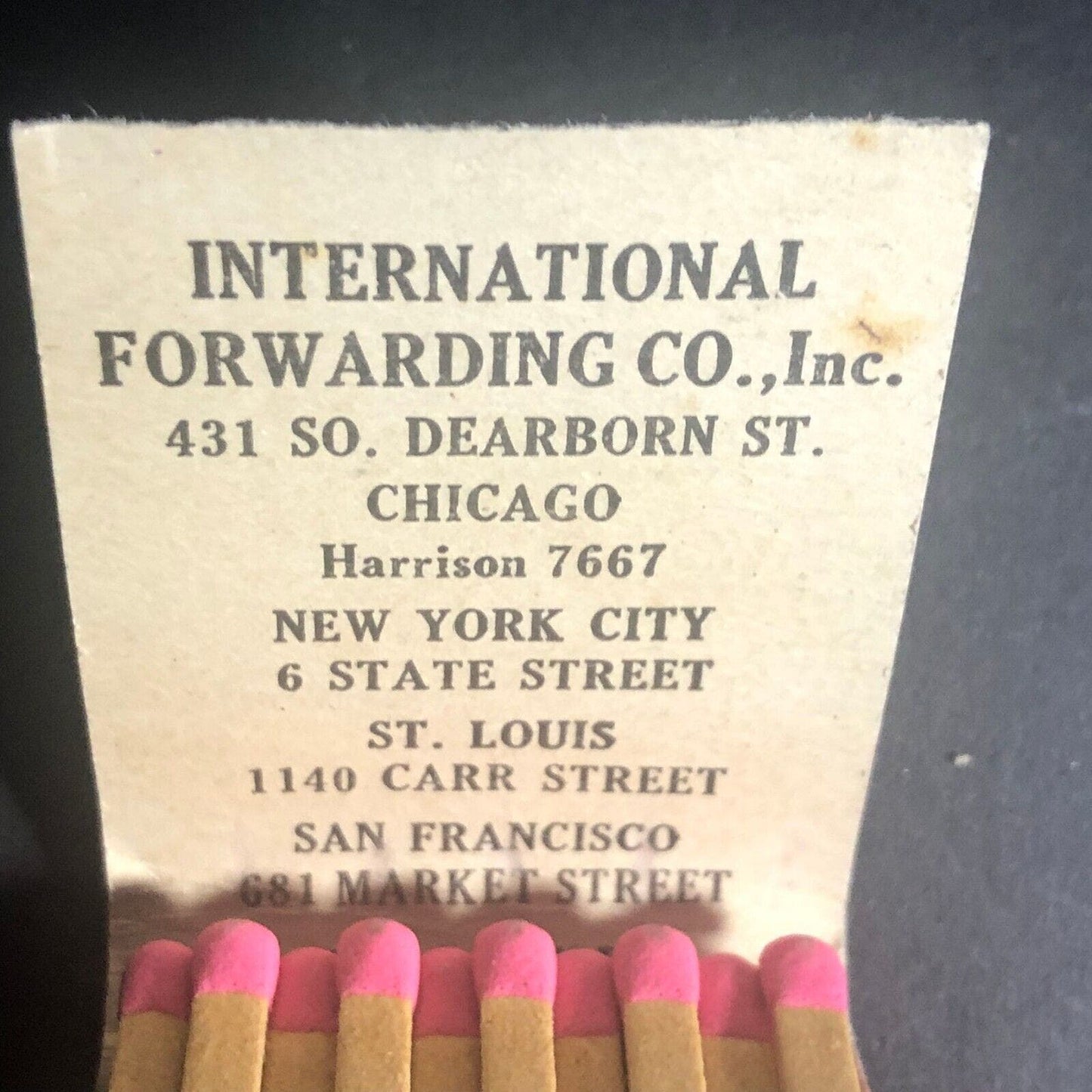 International Forwarding Co. Freight Full 20-Str Matchbook c1930's-40's Scarce