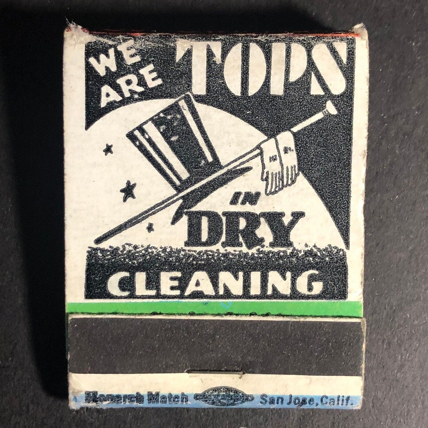 Top Hat Dry Cleaners San Mateo, CA Matchbook c1940's Full 20-Strike w/ Giraffe