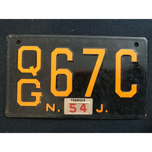 1953-54 General Mills Wheaties Tin Mini Bicycle License Plate - New Jersey