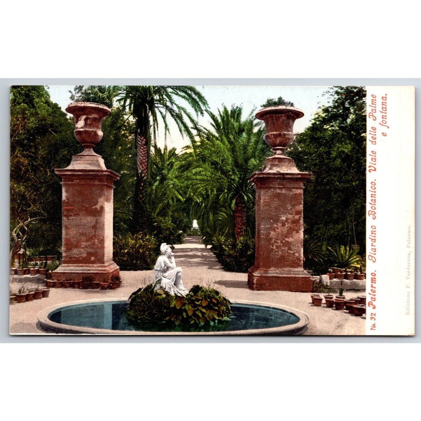 Botanical Garden Palermo Sicily Italy Postcard c1901-1907 NP