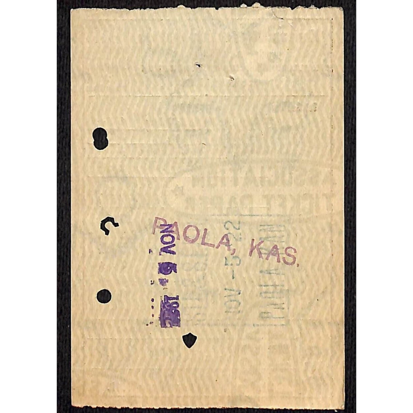 1922 St. Louis - San Francisco Railroad Ticket Kansas City / Des Moines #650