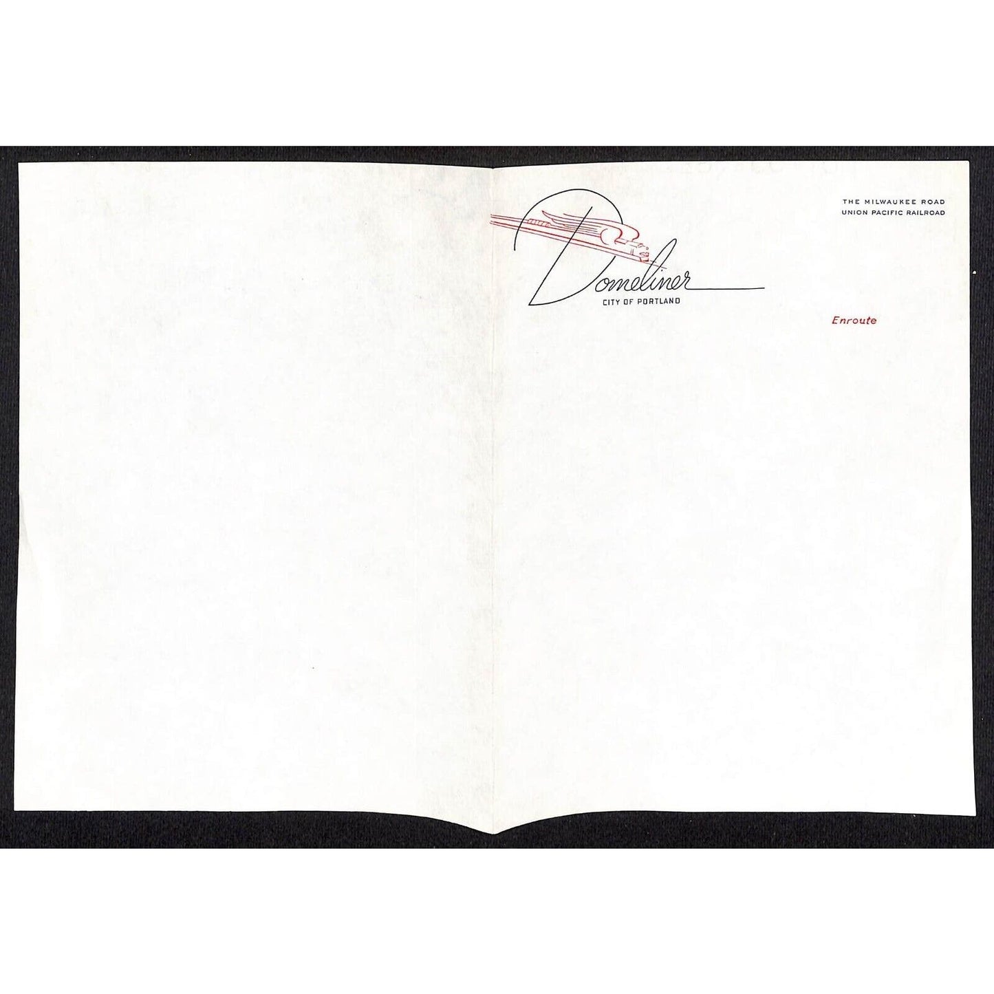 Domeliner "City of Portland" Railroad Unused Enroute Stationary Sheet VGC