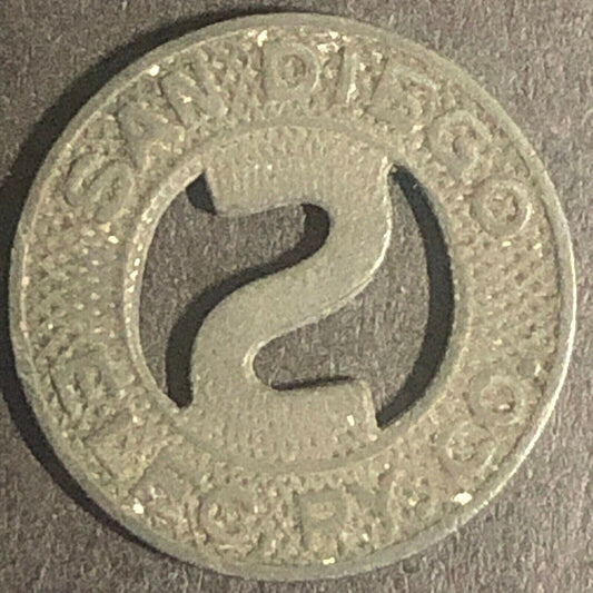 c1940's 16mm San Diego Elec. RY Co. G/F One Full Fare Transit Token CA (1427)