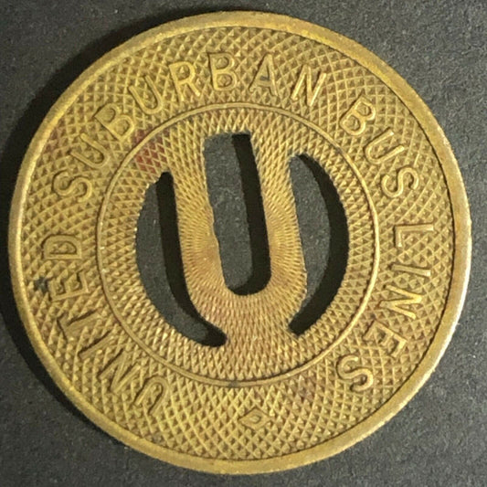 c1930-40's 22mm United Suburban Bus Lines Brass G/F Brass Token - Grandville, MI