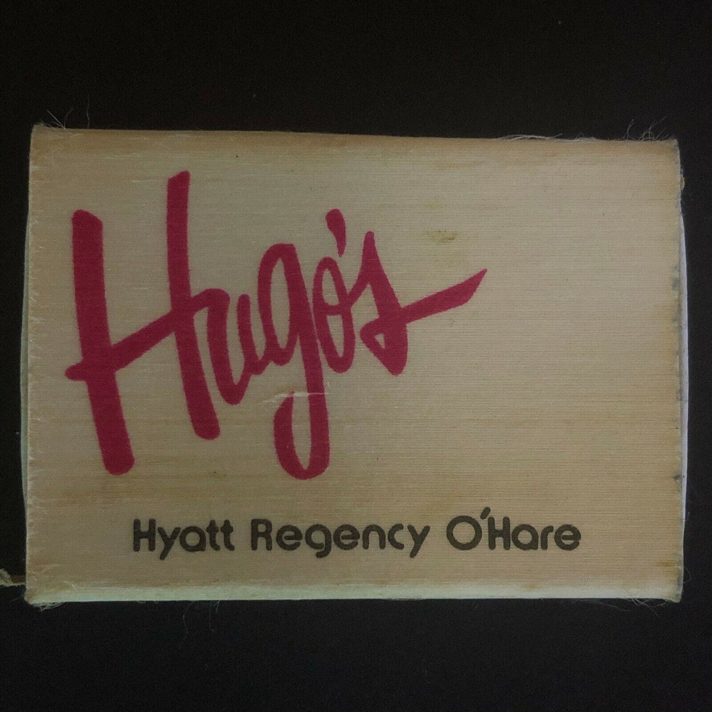 c1970's-80's Wooden Matchbox Matchbook "Hugo's Restaurant" Hyatt Regency O'Hare