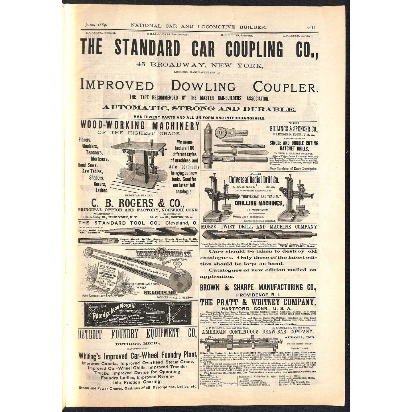 National Car and Locomotive Builder Railroad June 1889 50pp Large & Very Scarce