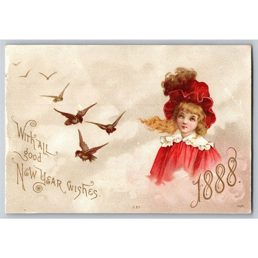 J. Irving Benedict & Sons NY Victorian Trade Card New Years Wishes 1888 Calendar