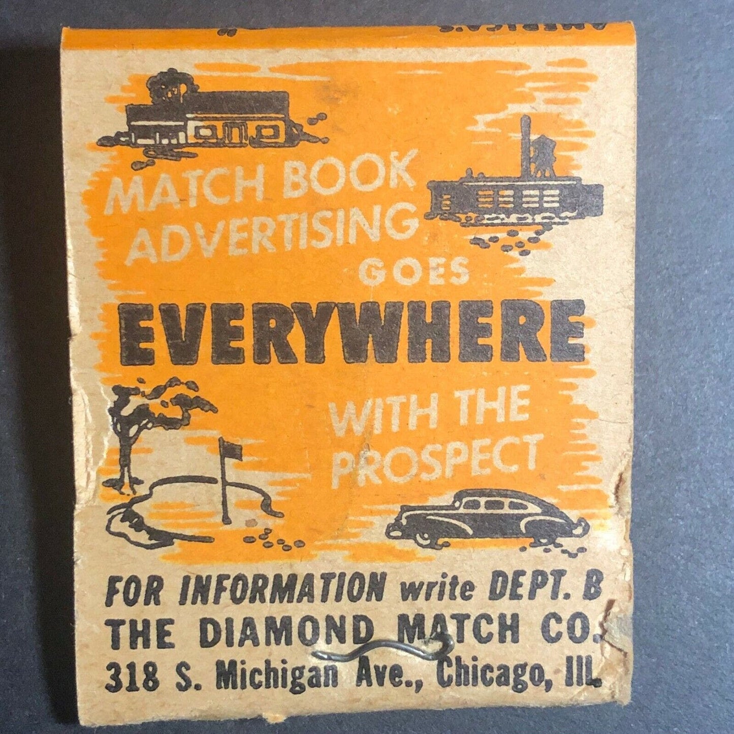 1940's-50's Full Matchbook Diamond Match "Put Your Ad in Your Prospect's Pocket"