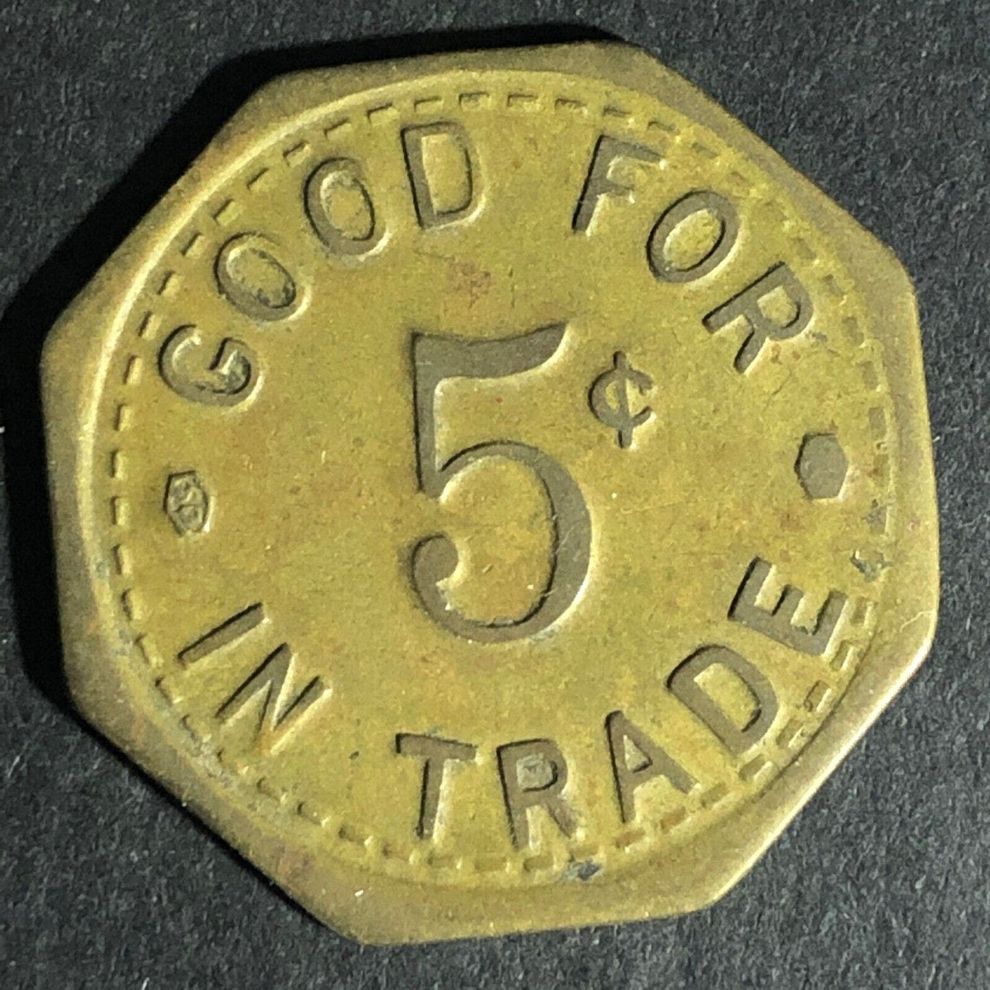 Arcade Cafe MSG'G O. (Miamisburg, OH) Brass Token Octagon 27.4mm Scarce