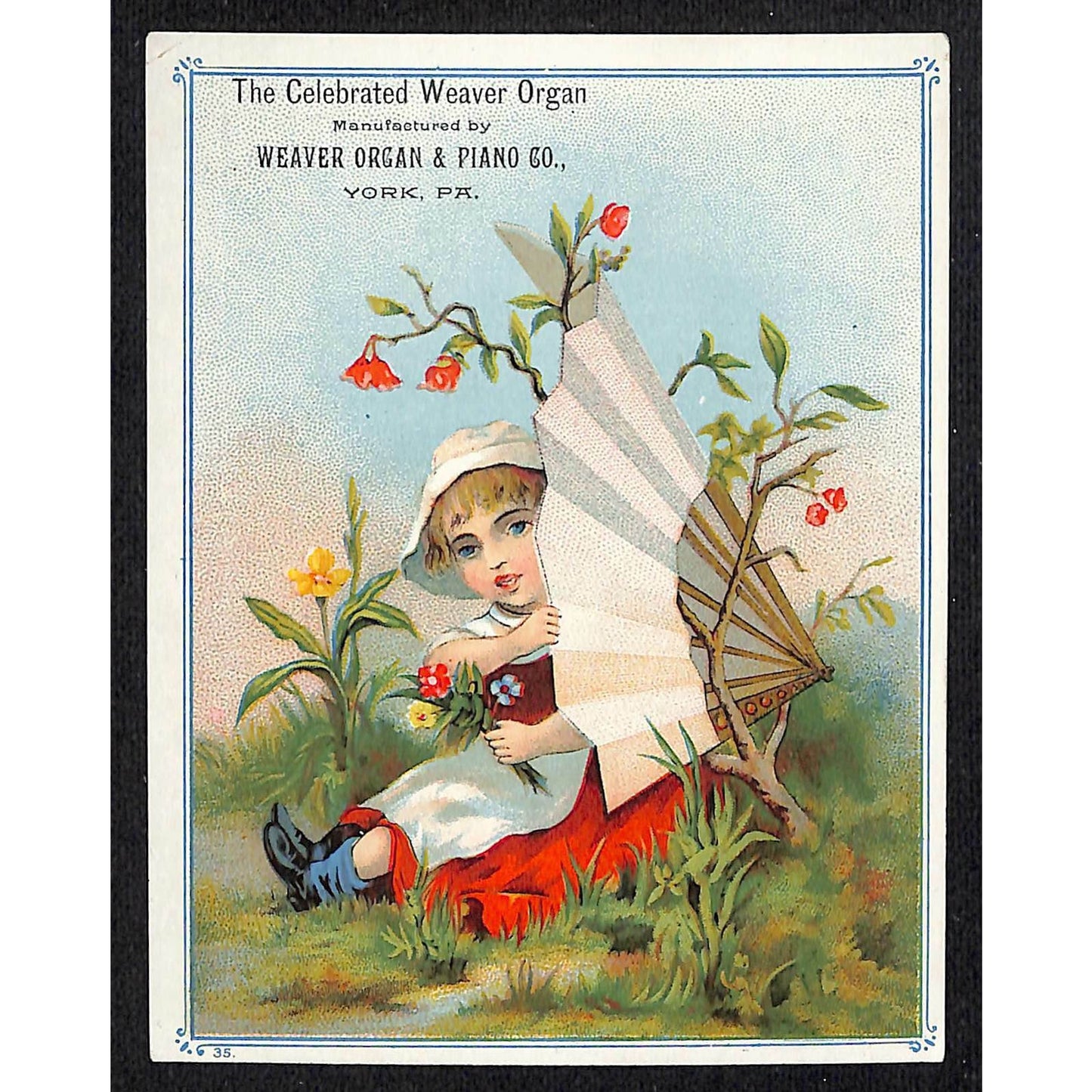 1880-90's Victorian Trade Card - Weaver Organ & Piano Co. York, PA VGC