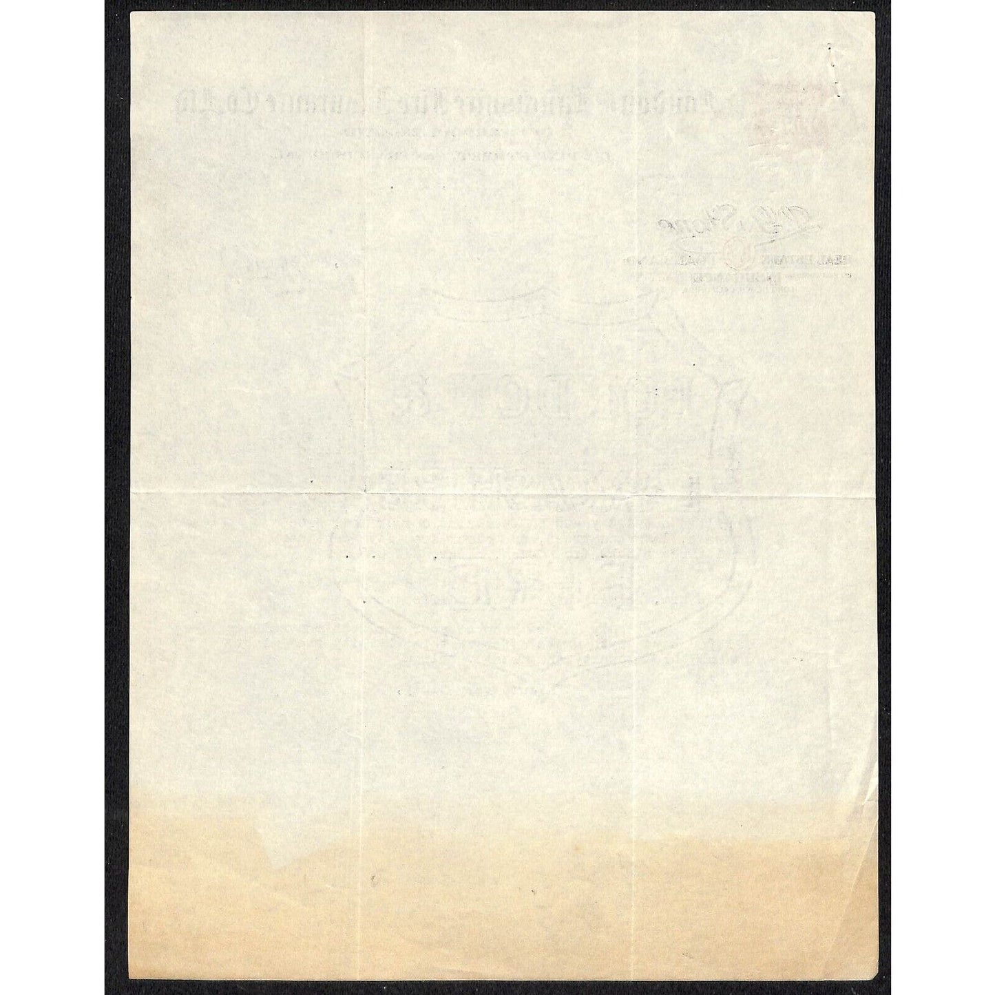 London and Lancashire Fire Ins. Co. San Francisco 1916 Letterhead R.A. Rowan
