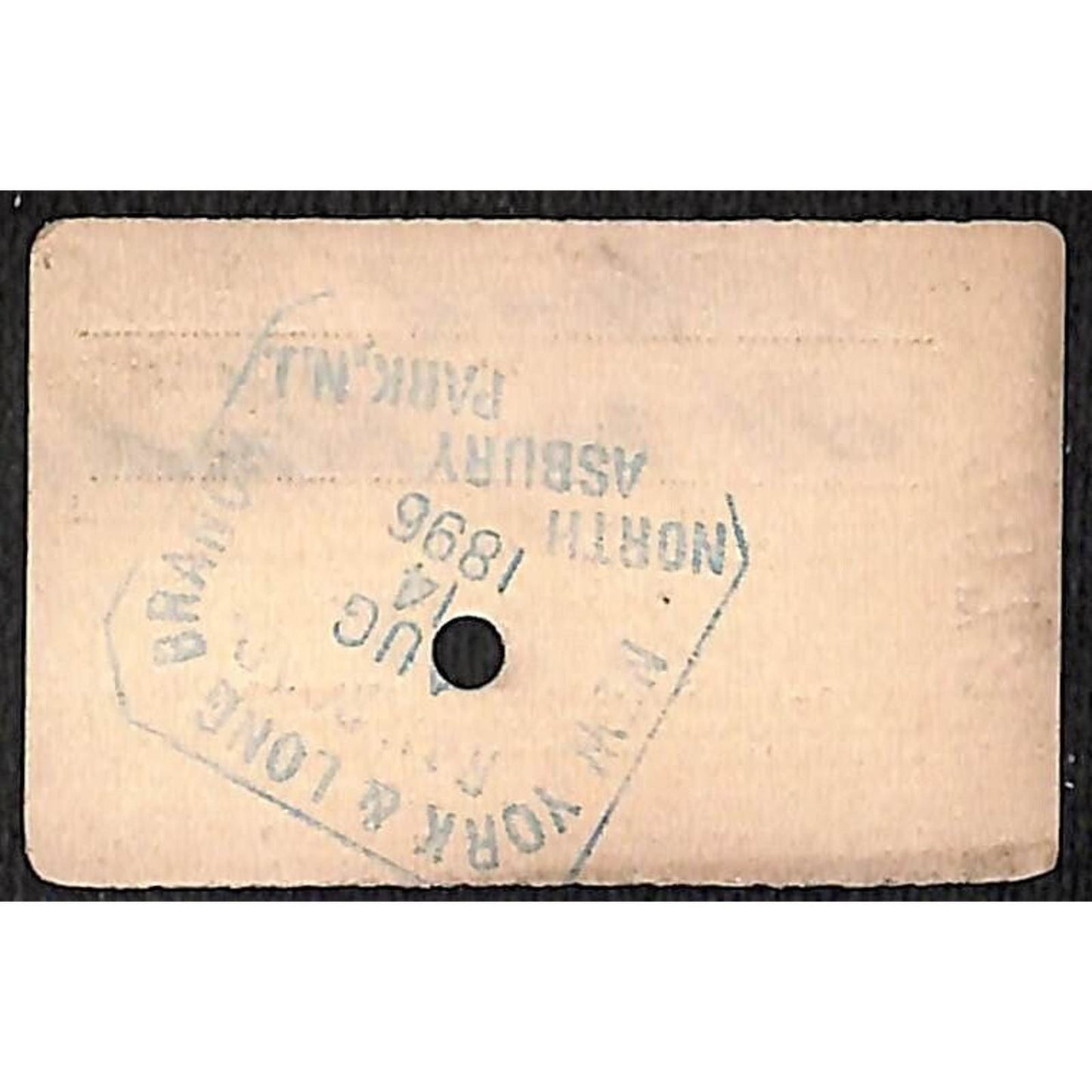 New York & Long Branch Railroad 1896 Ticket N. Asbury Park AC Highlands #7073