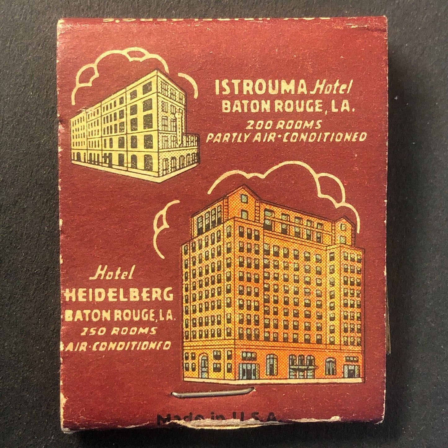 Hotel King, Heidelberg, Istrouma Baton Rouge Vintage Matchbook c1930's