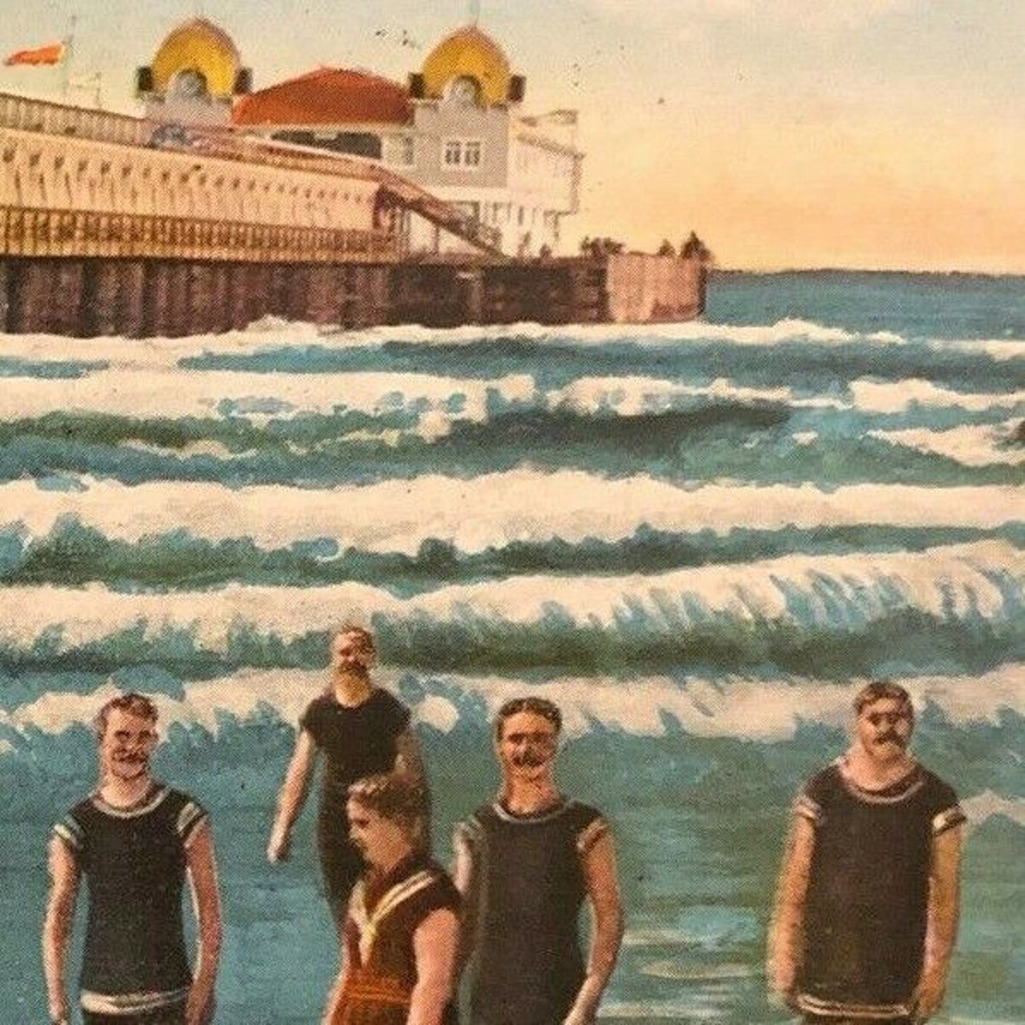 Vintage Postcard - Pier and Sun Pavilion at Long Beach, California