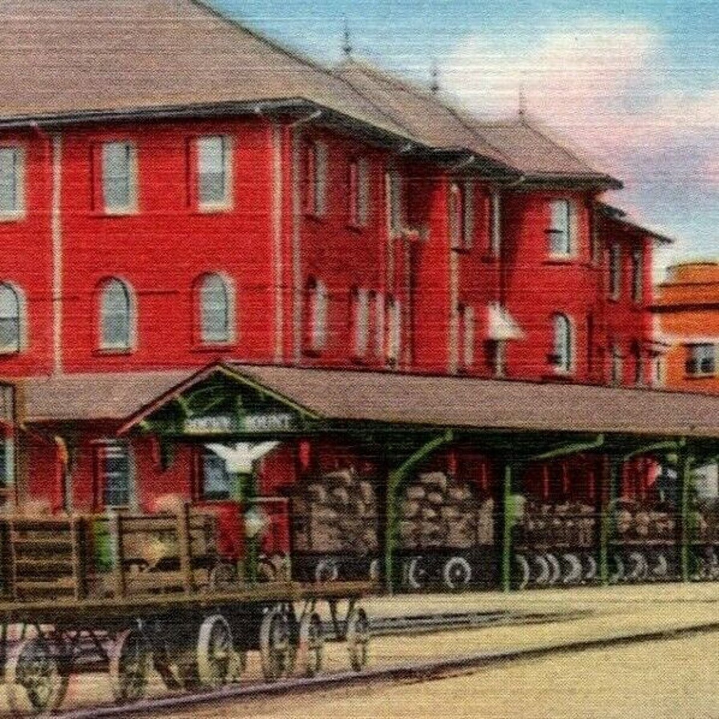 Vintage Linen Postcard Atlantic Coastline Railroad Station Rocky Mount, NC UNP