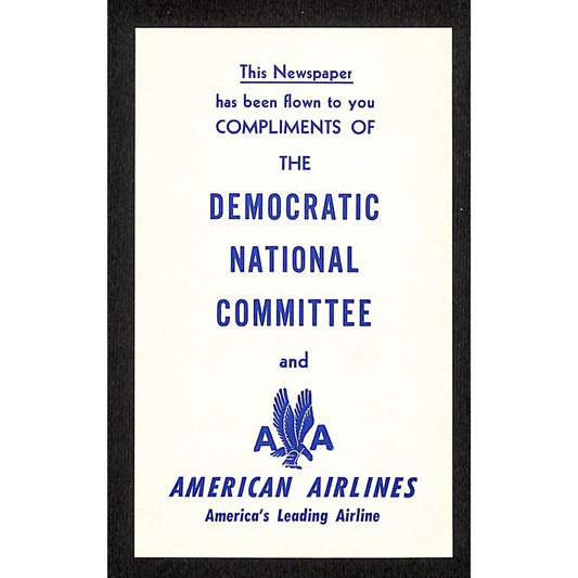 American Airlines Democratic National Committee Gum Label Newspaper c1950's