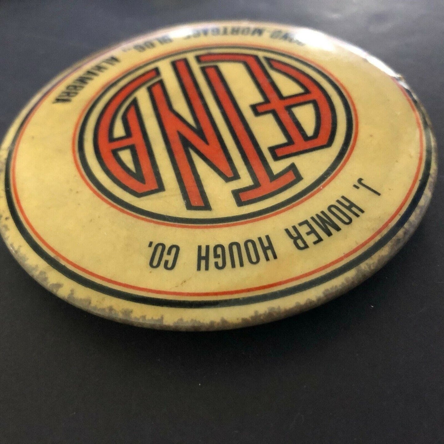 Aetna (Insurance) Advertising Mirror / Paperweight 3 1/4" "Homer Hough" c1950's