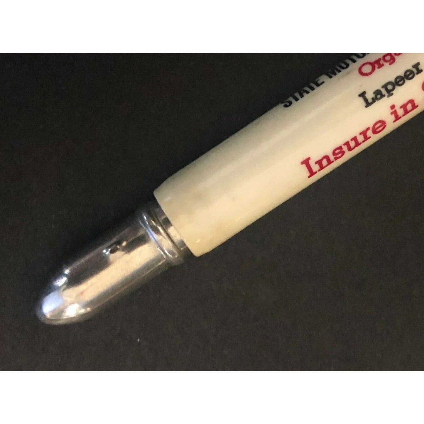 c1950's "State Mutual Cyclone Insurance Lapeer, MI" Advertising Bullet Pencil