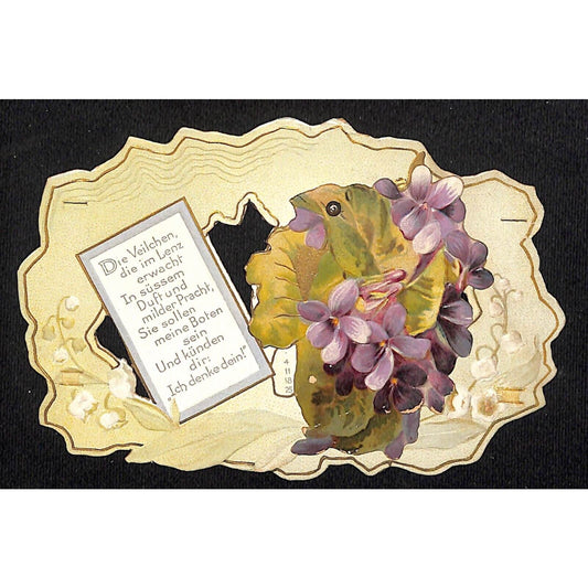 Mechanical German 3-Mo. Calendar Romantic Greeting Card Embossed VGC Victorian?