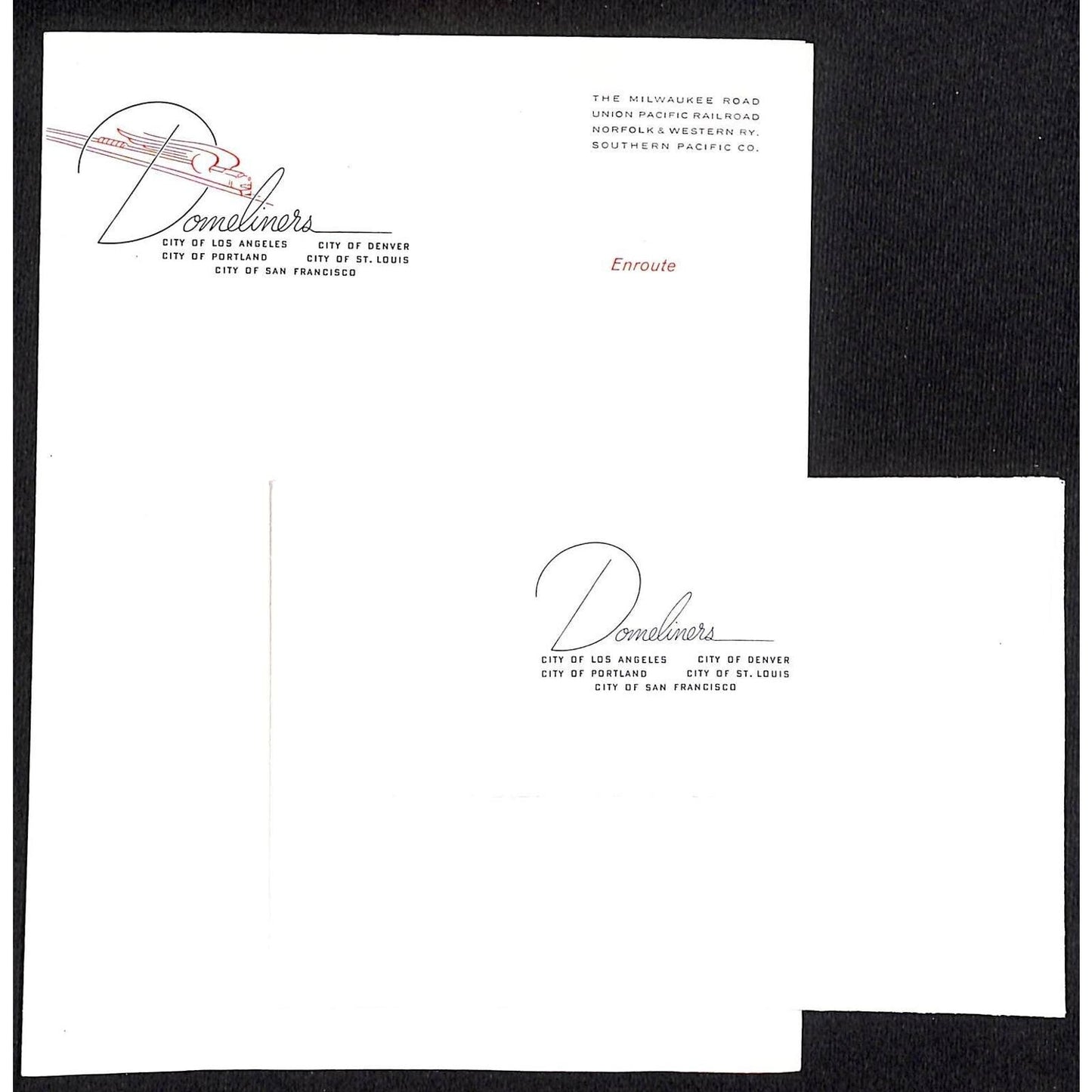 Domeliner - Several Cities & Railroads Unused Stationary Envelope & Sheet